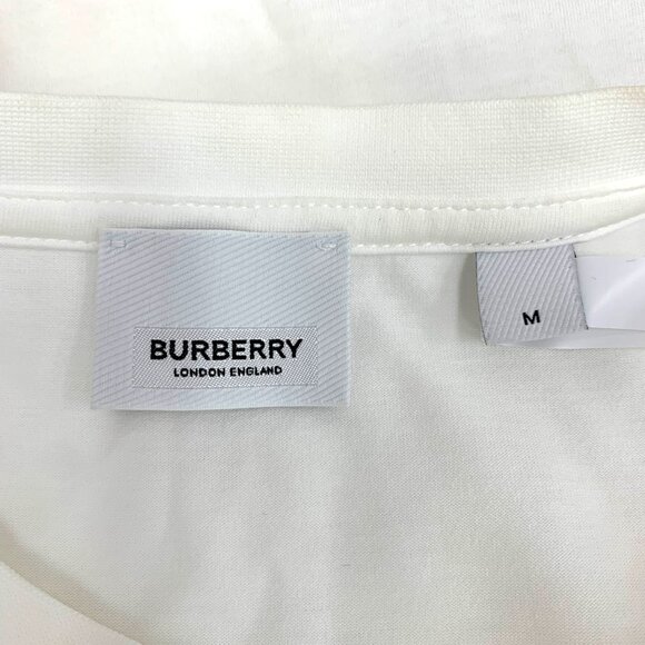 BURBERRY White Cotton T-Shirt With Nova Check Pocket Size M Classic Designer Cas - Picture 2 of 7
